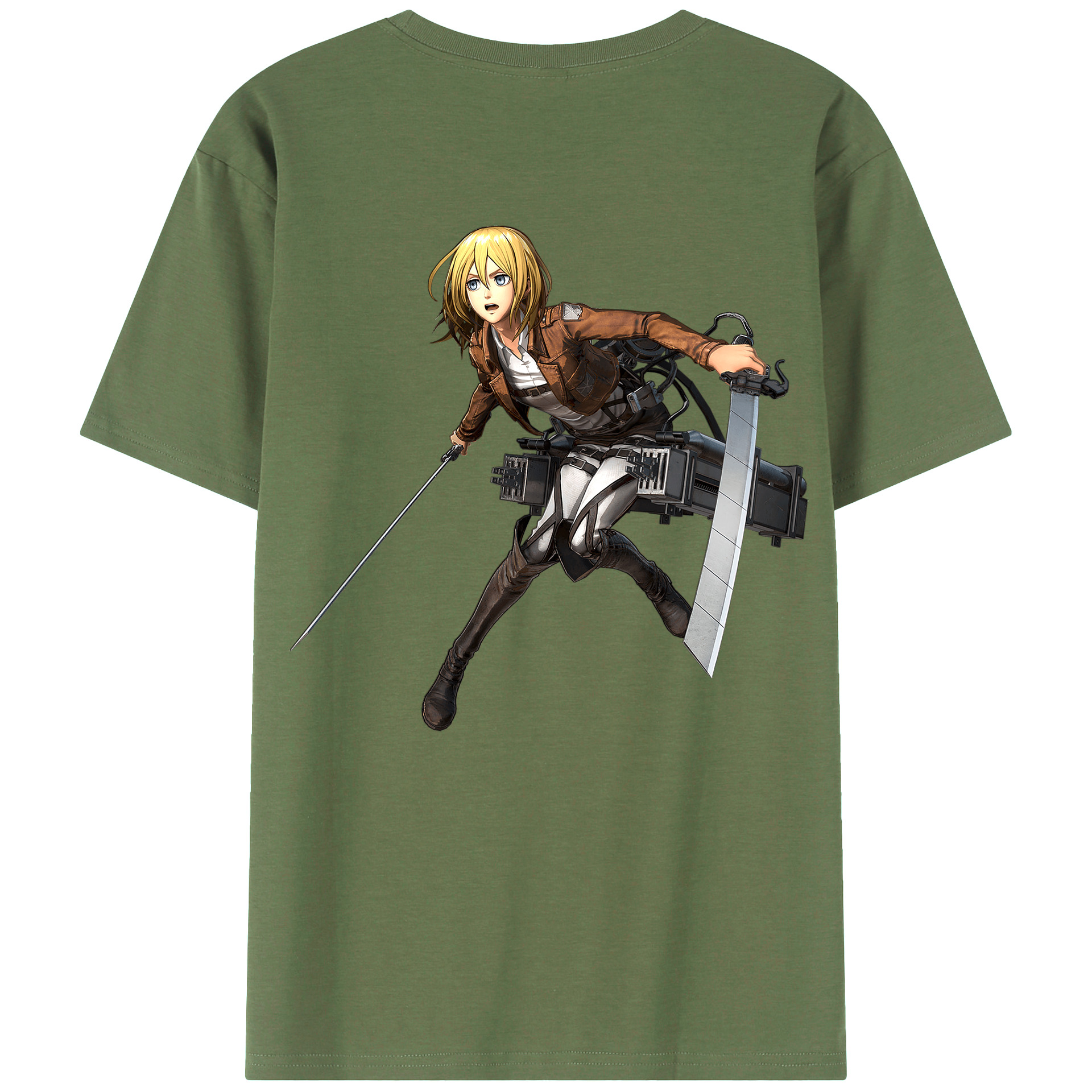 （画像用） 進撃の巨人 クリスタ·レンズ Attack on Titan Christa Lenz 綿100％ メンズ半袖Tシャツ（バックプリント） 通気性